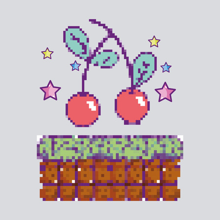 Pixelated cherries videogames itemのイラスト素材