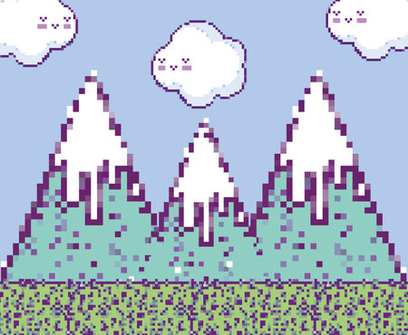 Pixelated videogame sceneryのイラスト素材