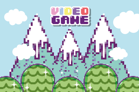 Pixelated videogame sceneryのイラスト素材