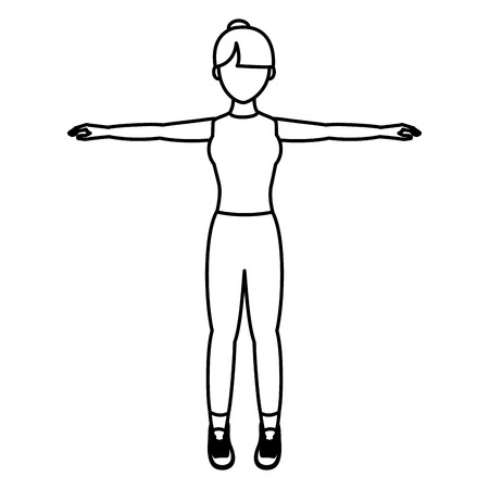 line athlete woman fitness training lifestyleのイラスト素材