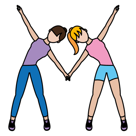 Color athlete women fitness exercise trainingのイラスト素材