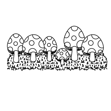 Line natural fungus plant in the organic grassのイラスト素材