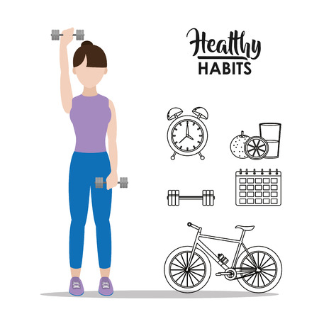 Healthy habits womanのイラスト素材