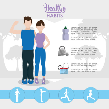 Healthy habits infographicのイラスト素材