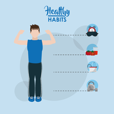 Healthy habits lifestyle vector illustration.のイラスト素材