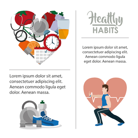 Healthy habits lifestyle infographic vector illustration graphic designのイラスト素材