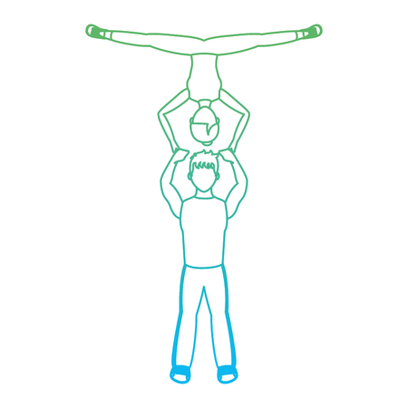 degraded line fitness woman and man acrobatics trainingのイラスト素材