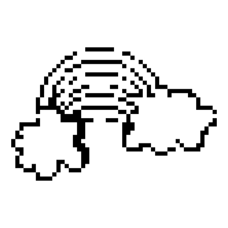 grunge pixel clouds with rainbow game weatherのイラスト素材