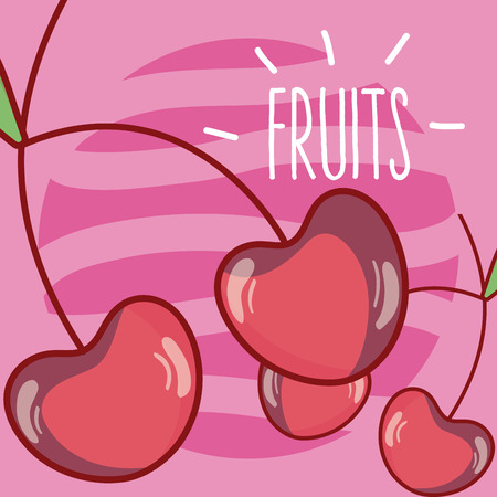 Cherries fruits cartoonのイラスト素材