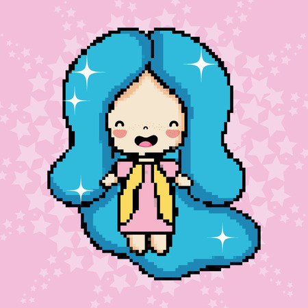 Pixel art cute girlのイラスト素材