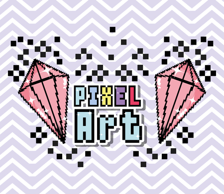 Pixel art cartoon with diamonds vector illustration graphic designのイラスト素材