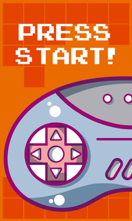 Press start videogame banner with gamepad vector illustration graphic design