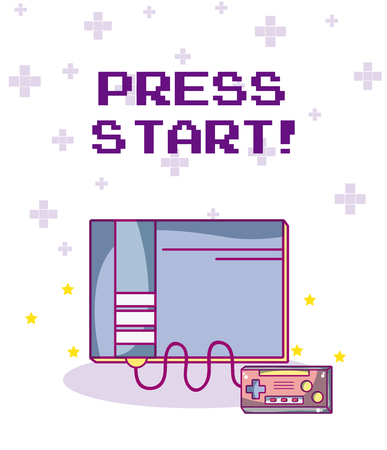 Press start videogame cartoons concept vector illustration graphic designのイラスト素材
