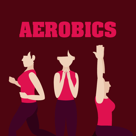 Woman and aerobics cartoons vector illustration graphic designのイラスト素材