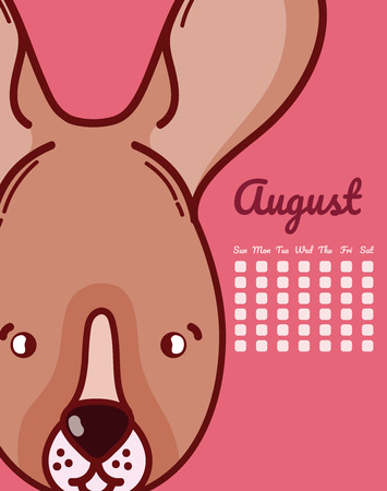 Bunny and calendar cartoon conceptのイラスト素材