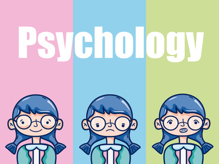 Psychology for girl kid cartoon over colorful background vector illustration graphic designのイラスト素材