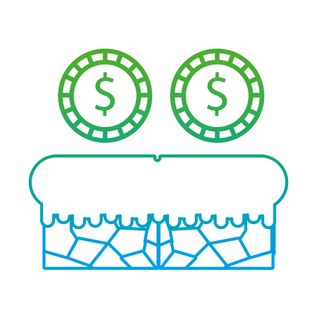 Degraded line graphic metal coins videogame scene vector illustrationのイラスト素材