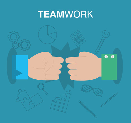 Teamwork hands working together vector illustration graphic designのイラスト素材