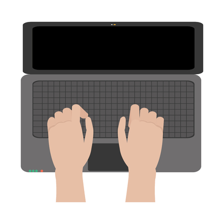 Hands with electronic screen laptop technology vector illustrationのイラスト素材
