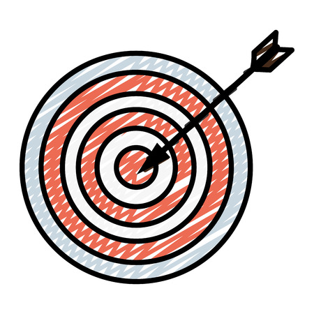 Doodle target dartboard success with center arrow vector illustrationのイラスト素材