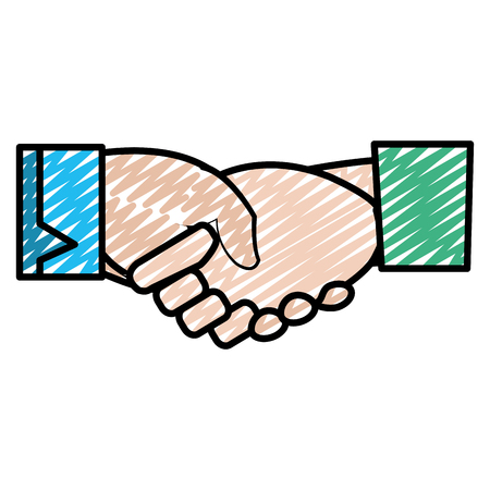 Doodle businessmen shaking hands gesture communication vector illustrationのイラスト素材