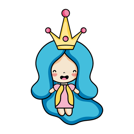 Woman with crown style and long hairstyle vector illustrationのイラスト素材