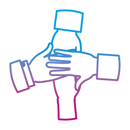 degarded line businessmen hands together teamwork connection vector illustrationのイラスト素材