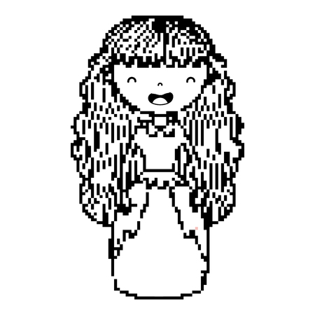line pixel princess with hairstyle design and gownのイラスト素材