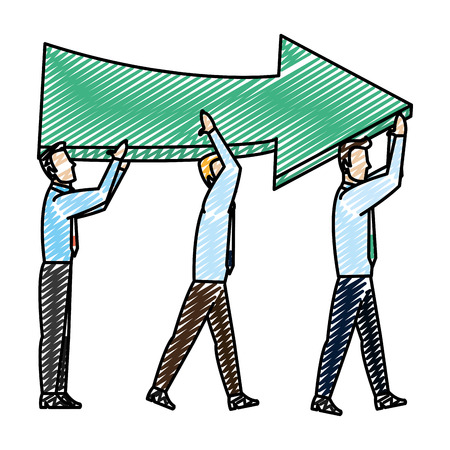 Doodle elegant businessmen with corporate financial arrow vector illustrationのイラスト素材