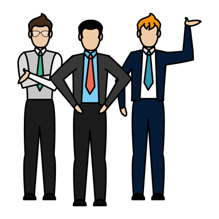 Color elegant businessmen corporate teamwork process vector illustrationのイラスト素材