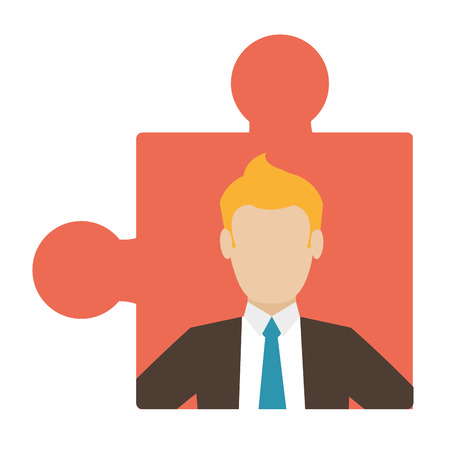Puzzle piece with businessman professional manager vector illustrationのイラスト素材