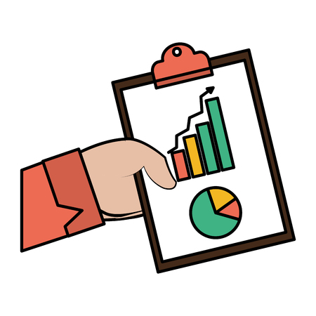 Color businessman hand with statistics graphic diagram vector illustrationのイラスト素材