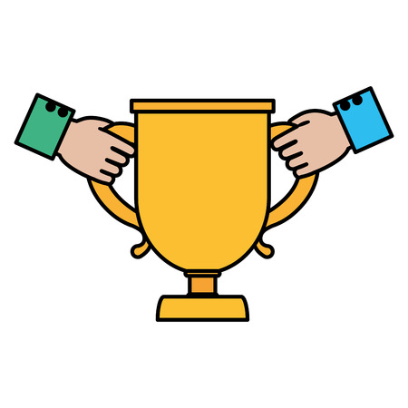 Color businessmen hands with competition cup prize vector illustrationのイラスト素材