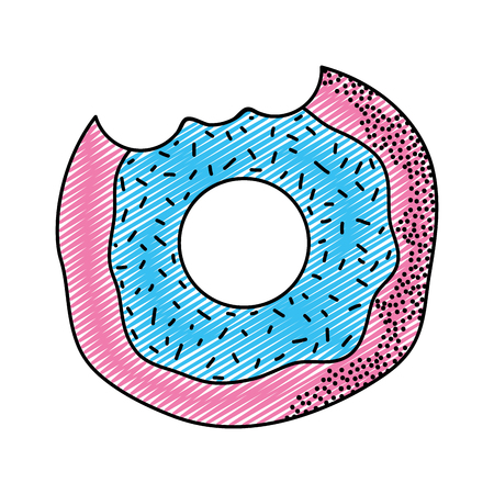 Doodle tasty donut sweet bakery food vector illustration.のイラスト素材