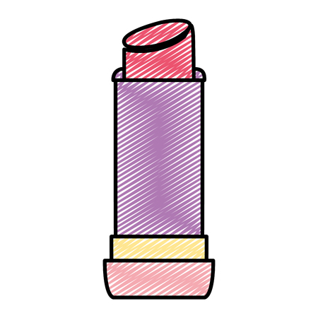Doodle fashion lipstick glamour makeup object vector illustrationのイラスト素材