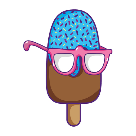 Chocolate ice lolly with glasses style vector illustrationのイラスト素材