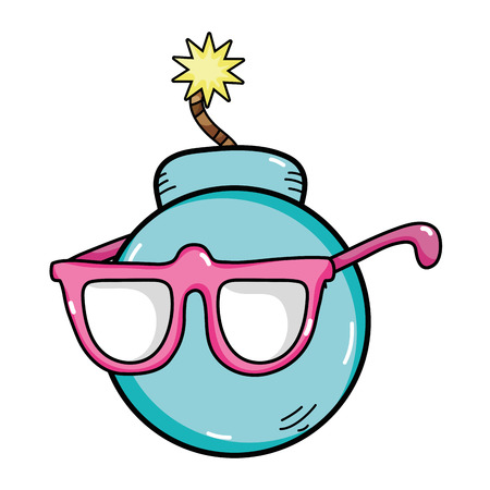 pop art bomb with glasses styleのイラスト素材
