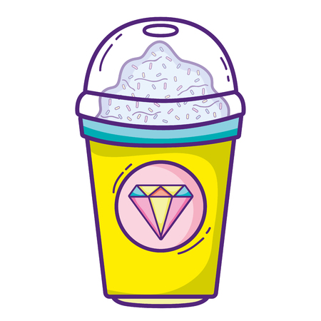 fresh and cold smoothie plastic cup vector illustrationのイラスト素材