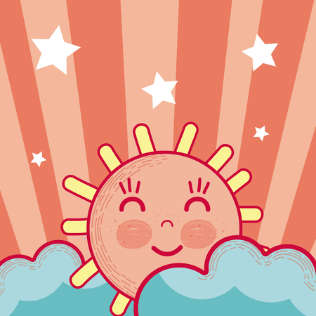 Cute sun cartoonのイラスト素材