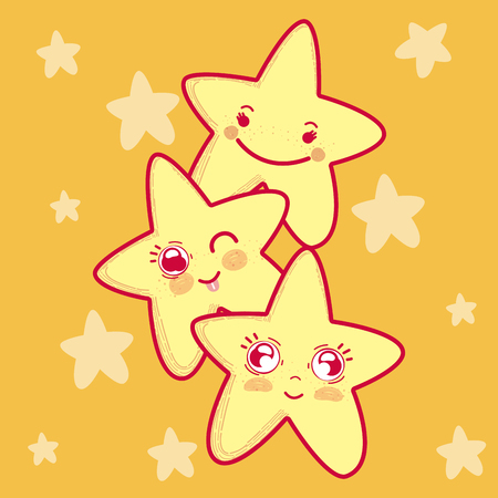 Cute and tender stars cartoonsのイラスト素材