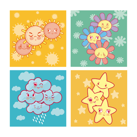 Cute nature cartoonsのイラスト素材