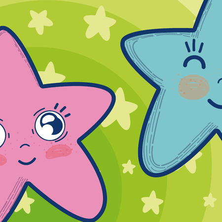 Cute and tender stars cartoonsのイラスト素材