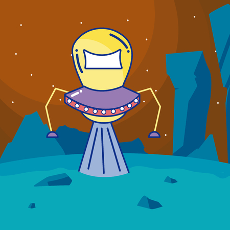 Spaceship taking off from planetのイラスト素材