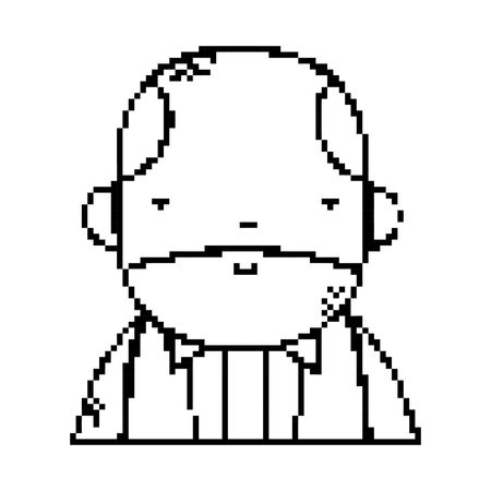 line elegant man with beard and shirt styleのイラスト素材