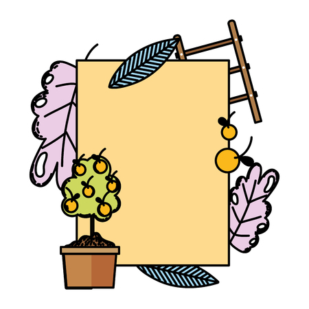 color emblem decoration with exotic plant nature vector illustrationのイラスト素材