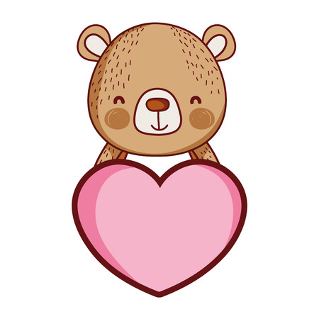 cute bear wild animal with heart vector illustrationのイラスト素材