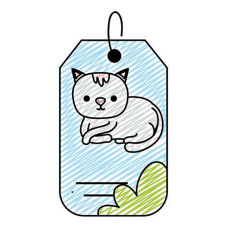 doodle tag cat cute pet animalのイラスト素材