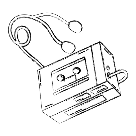grunge retro stereo music player vector illustrationのイラスト素材