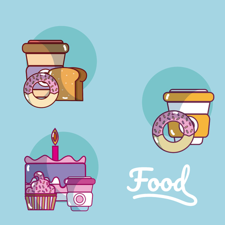 Set of food cartoonsのイラスト素材