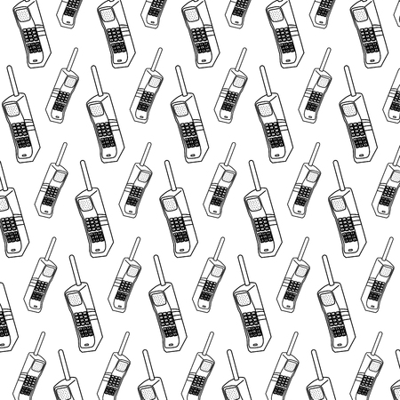 line fashion telephone communication technology background vector illustrationのイラスト素材
